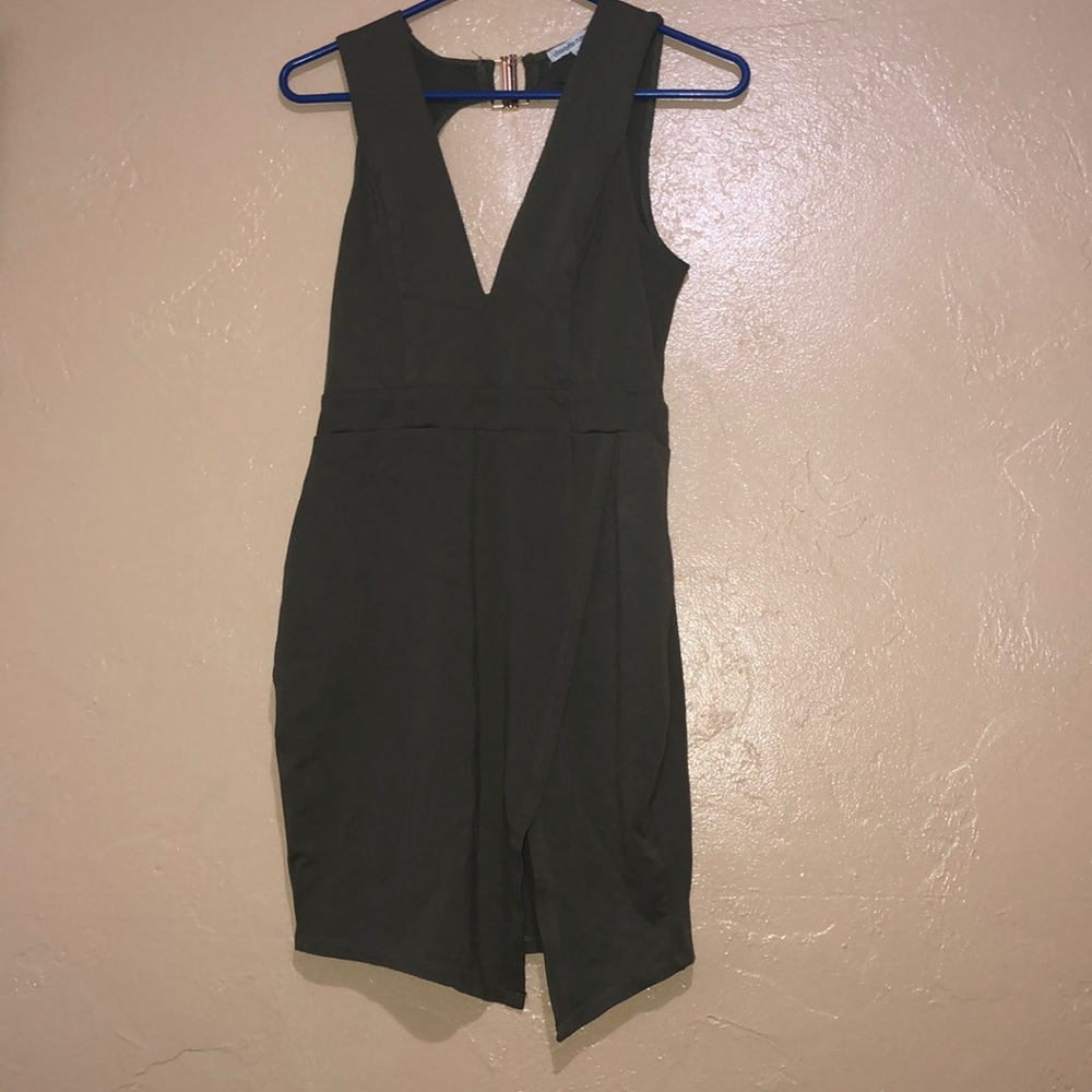 ✨Charlotte Russe olive green dress with slit